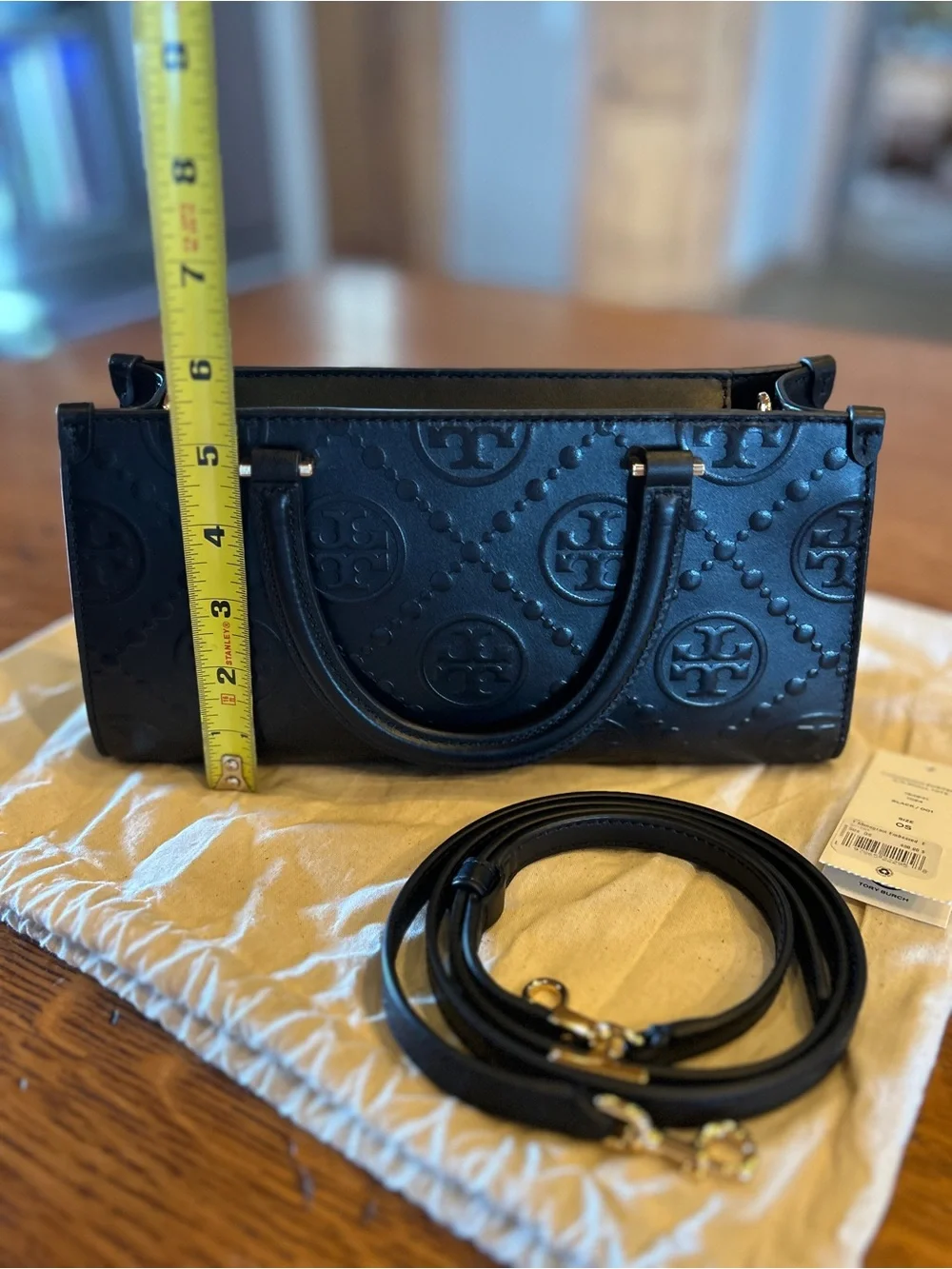 Tory Burch Black T Monogram Embossed small Tote
